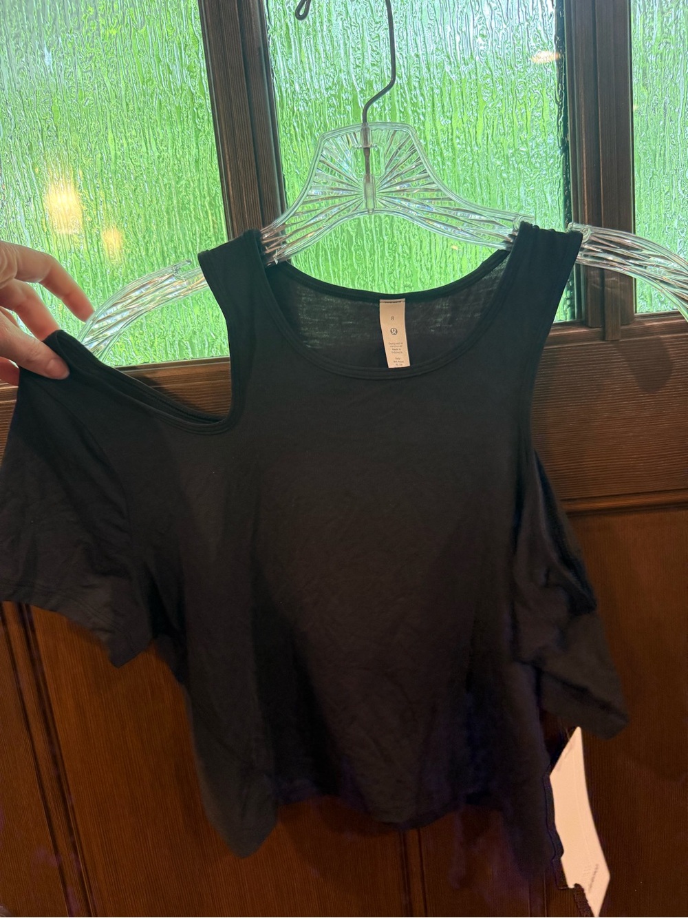 lululemon athletica Black Cold-Shoulder Crop Tank